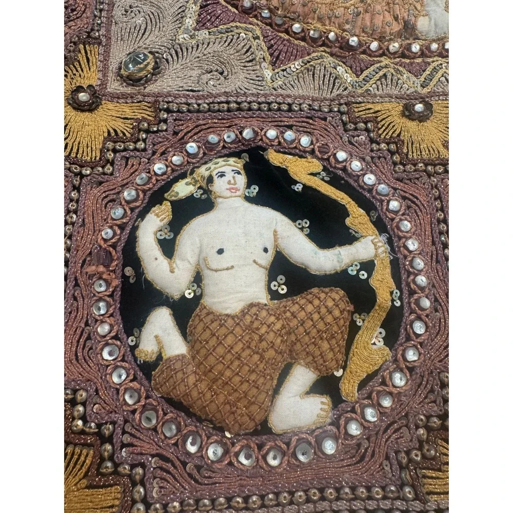 Vintage Burmese Kalaga Shwe Chi Doe Hand Embroidered Tapestry 46